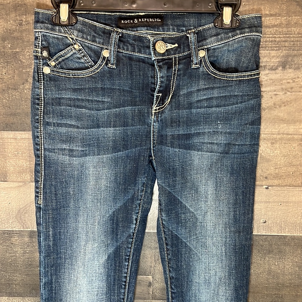Rock & Republic Dark Blue Jeans with Jeweled Back Pockets - Picture 5 of 11